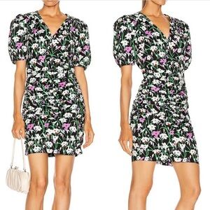 VERONICA BEARD Janis Ruched Floral-Print Dress Size 4
